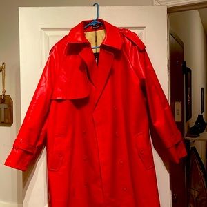 PRETTYLITTLETHING oversized unisex trench coat, Red.